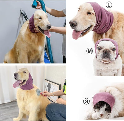Dog Ear Cover for Anxiety Relief, Dog Calming Hood for Grooming and Bath Drying, Pet Cats and Dogs Ear Protector (Medium)