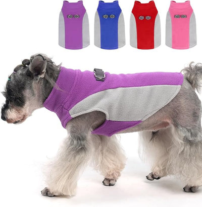 KOOLTAIL Dog Sweater - Dog Fleece Vest Jacket with Leash D-Ring for Small Medium Large Dogs, Soft Pullover Winter Warm Cold Weather Coats, Pet Fall Clothes Outfit for Puppy Cat Boys&Girls, Purple L
