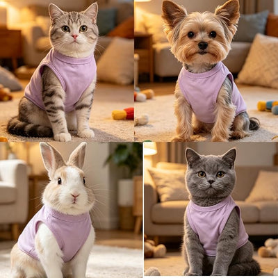 Purple Girl Dog Shirts Blank Pet Apparel Cotton Small Animal Outfit Rabbit Bunny Clothes Yorkie Apparel (Neck Girth 11.02'')