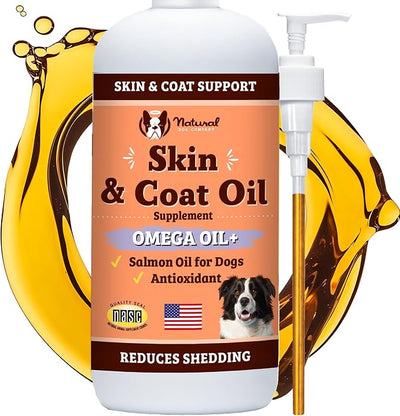Natural Dog Company Skin & Coat Oil, Supports Joint Health, Boost Immunity, Fish Oil Supplement and Food Topper, 16 oz.