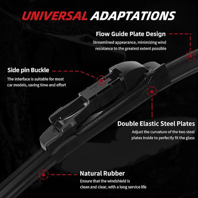 OTUAYAUTO Premium Windshield Wiper Blades - Replacement for Buick Enclave 2012-2017 - Precision Fit, All-Weather Performance, Front and Rear Wiper Blades, Pinch Tab - 24"+21"+12" (Pack of 3)