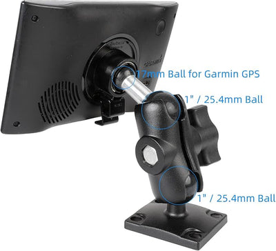 Aluminum Heavy-Duty GPS Mount with AMPS Square Plate Base for Garmin, Replacement for Suction Cup Windshield Mount, Compatible with Nuvi 2577LT 42LM 44 52LM 54 55LMT 56 2457 249