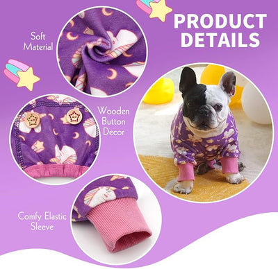 KYEESE Dog Pajamas Velvet Dog Pajamas Medium Sized Dogs Soft Dogs Clothes Pjs with Unicorn Pattern Stretchy Pet Jammies Coat Comfy Pet Onesie Costume, 2X-Large