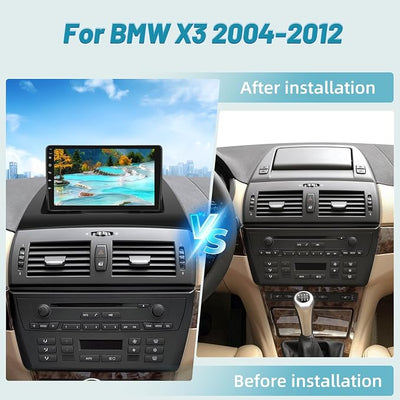 4G+64G 9 inch Radio for BMW X3 2004-2012 Android Touch Screen Car Stereo | Wireless Carplay/Android Auto/32 EQ Audio/1280 * 720 Screen/SWC/Bluetooth