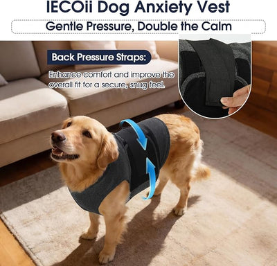 IECOii Dog Anxiety Vest, Breathable Calming Wrap, Dark Gray, Size XL | Helps Support Dogs During Separation Anxiety, Vet Visits, Grooming Appointments and Loud Noises,Adjustable Fit