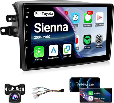 Leadfan 8 Core Radio for Toyota Sienna 2004-2010 Stereo Wireless Carplay Android Auto, 9” Touch Screen for Sienna Android Head Unit BT/Voice Control/GPS/WiFi/Camera/SWC/FM