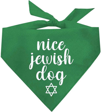 Nice Jewish Dog Bandana | 100% Cotton | Made in USA | Passover | Hanukkah | Yom Kippur | Rosh Hashanah | Jewish Celebration | Bar & Bat Mitzvah | Green, One Size (930)