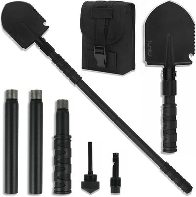 iunio Camping Shovel,Shovel Folding, Portable, Multitool, Foldable Entrenching Tool, Collapsible Spade, for Backpacking, Trenching, Hiking, Survival, Car Emergency