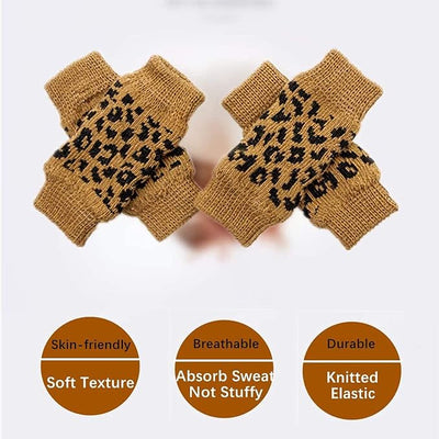 ROZKITCH Dog Leg Wound Cover, 2PCS Front Leg and 2PCS Back Leg Knee, Dog Elbow Wrap, Dog Leg Warmer Wrap Protector, Pet Elastic Knitted Breathable Protective Socks Khaki XL