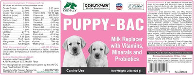 Dogzymes Puppy-Bac (2 Pound) Milk Replacer with Live Microorganisms and Enzymes 441 Million CFU/gram Mix 1:4