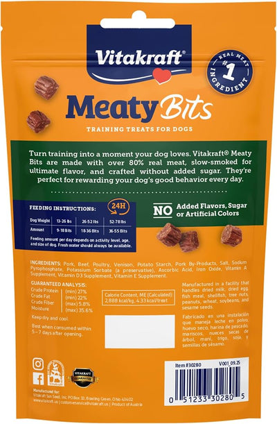Vitakraft MeatyBits Venison, Training Treats for Dogs, Naturally Smoked, Real Meat #1 Ingredient, No Added Sugar, No Artificial Flavors or Colors, Soft Dog Treats, Bag, 2.2 oz, 4 Count