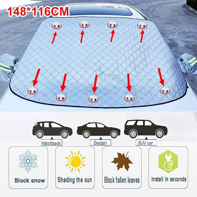 Car Windshield Cover for Ice and Snow for Toyota RAV4 2013-2018, 4 Layers Automotive Windshield Snow Covers 9 Magnetic Edges Windshield Frost Cover Exterior Accessories,A/148 * 116cm