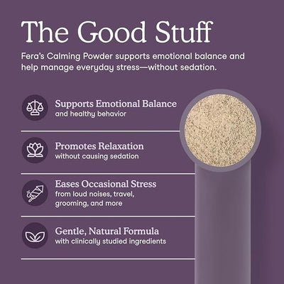 Fera Pets Dog & Cat Calming Supplement - Pet Relaxation Powder, 60 Scoops