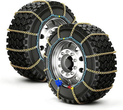 AutoFixing Snow Chains - Tire chains for cars, trucks, and SUVs, with quick 1-minute installation. Titanium-enhanced high-carbon manganese steel for outstanding wear resistance.Set of 2(HLN120)