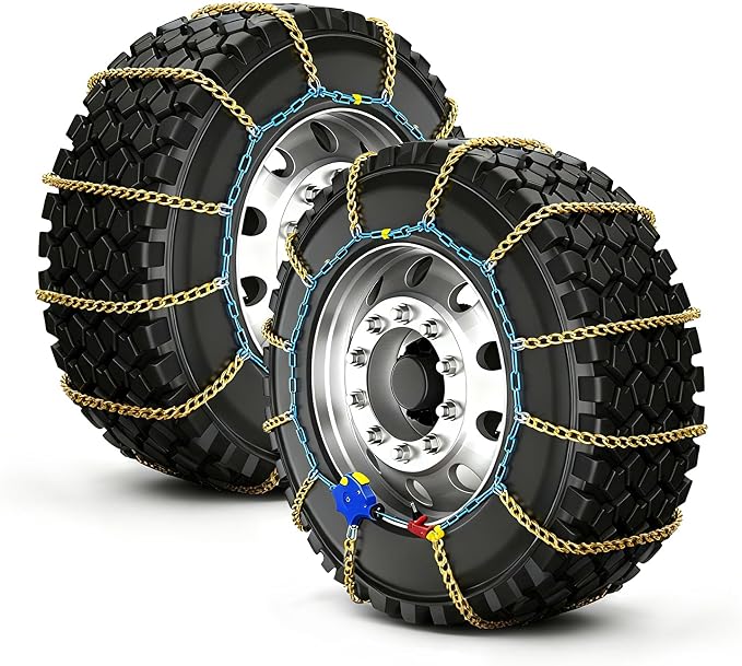 AutoFixing Snow Chains - Tire chains for cars, trucks, and SUVs, with quick 1-minute installation. Titanium-enhanced high-carbon manganese steel for outstanding wear resistance.Set of 2(HLN120)