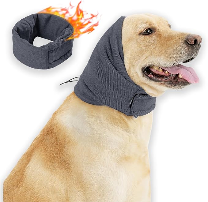 Ear Muffs for Dogs,Calming Hoodie Thunder Head Wrap,No Shake Anxiety Relief Pet Covers Ear Noise Protection Vest for Dogs for Fireworks,Vet Visits,Bathing(Grey,S)