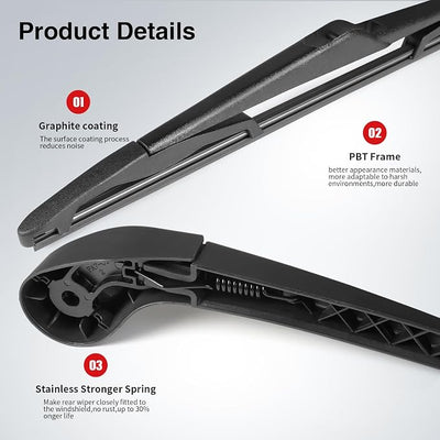 OTUAYAUTO Replacement for Ford Focus 2012-2018 SE ST RS Rear Windshield Back Wiper Arm Blade Set OEM CV6Z-17526-C