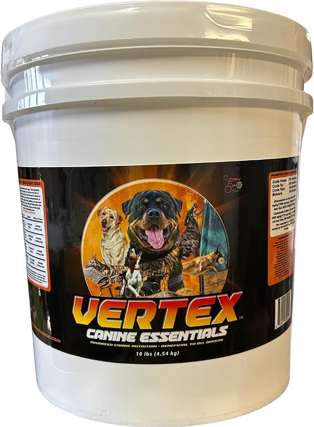 Vertex Canine Essentials High-Performance Dog Supplement – Predigested Liver, Whey & Egg Protein– Muscle Growth, Recovery, Fertility & Milk Production– Active, Working & Breeding Dogs, 10lbs Nutrition