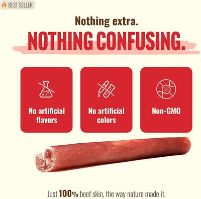 Natural Farm Odor-Free Super Collagen Dog Chews (6-Inch, 20-Pack) The First Ever Real Bull Sticks Alternative: 100% Natural Angus Hide Collagen Treats - More Protein, More Chew Time for All Dogs