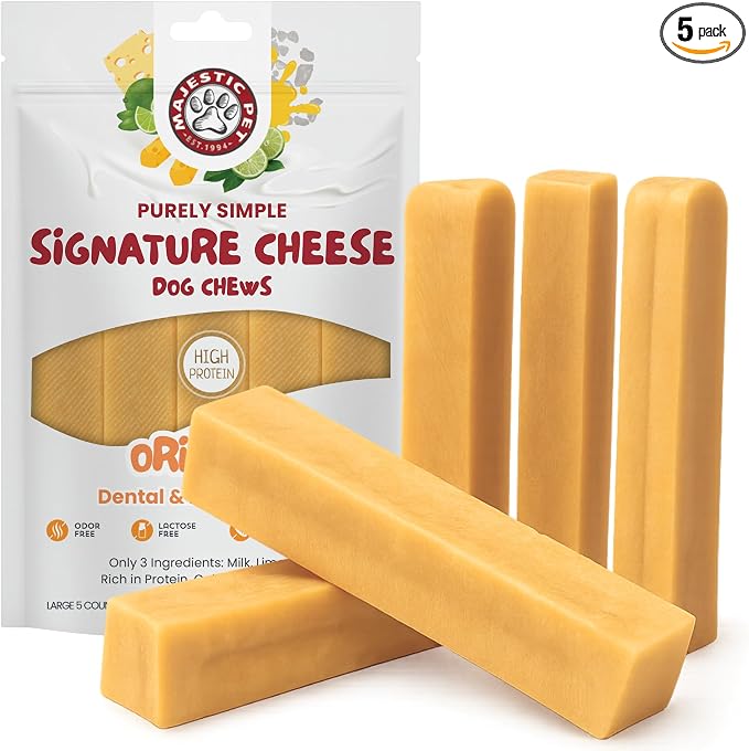 Majestic Pet Himalayan All-Natural Cheese Dog Chews - Long Lasting Dental Chew for Dogs - Healthy Pet Treats with Beneficial Ingredients (Dental & Bone Support, Large, 5 Pack)
