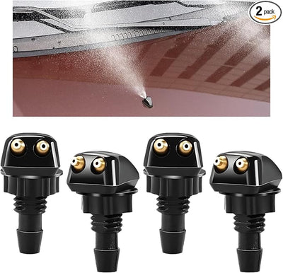 4PCS Front Windshield Washer Nozzles, Double-Hole Windshield Wiper Nozzles Washer Spray Jet Kit, Adjustable Windscreen Squirter Nozzle Replacement for Cars SUVs Trucks