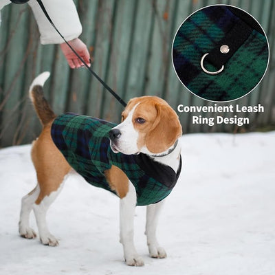 6-Piece Dog & Cat Clothes - Warm Fleece Vests with Leash Ring, Plaid Pullover for Small Dogs & Puppies, Winter Pet Clothes