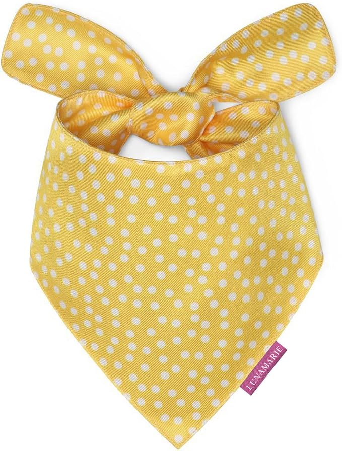 LunaMarie - Luxury Dog Bandanas - Puppy Bandanas Cat Accessories | Premium & Silky Fabric | 100% Handmade Quality | Custom Shape Dual Layered Reversible Small, Medium, Large Cat Scarf (Sophie, Medium)