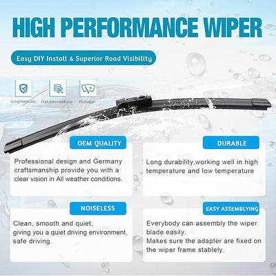 OEM Windshield Wiper Blades Replacement for Subaru Ascent 2019 2020 2021 2022 2023 2024 2025, All Weather Original Factory Quality Front & Rear Wipers Set 26"+20"+14" (Pack of 3)