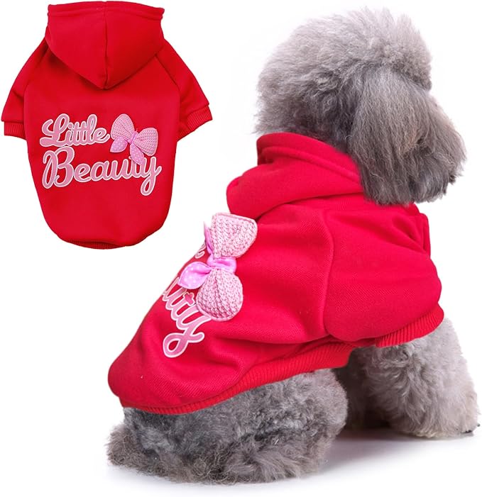 Jecikelon Winter Dog Hoodie Sweatshirts Warm Clothes for Small Dogs Chihuahua Coat Puppy Clothing Cat Custume (Large, Y01-Red)