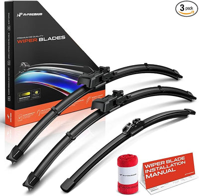 A-Premium 19"+20"+11" Windshield Wiper Blades with Wear Indicator & Towel | Compatible with Mini Cooper Paceman 2013-2016, Front Rear Wipers Blade Set for TL2/FR_DH Arm Connector, Pack of 3