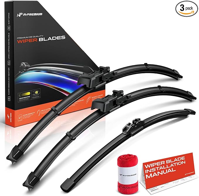 A-Premium APWB776 24"/22"/16" Windshield Wiper Blades Compatible with Volvo XC90 2005-2014 - Front Rear Wipers Blade Set for TL2/FR_DH Arm Connector, with Wear Indicator & Towel (Pack of 3)