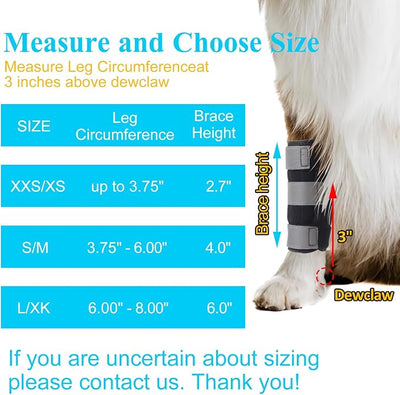 Dog Wrist Brace for Front Leg ,Carpal Brace for Dogs Prevents Injuries Sprains Helps with Loss of Stability Caused by Arthritis, Keep Joint Warm, Reduces Pain Inflammation（Pair）