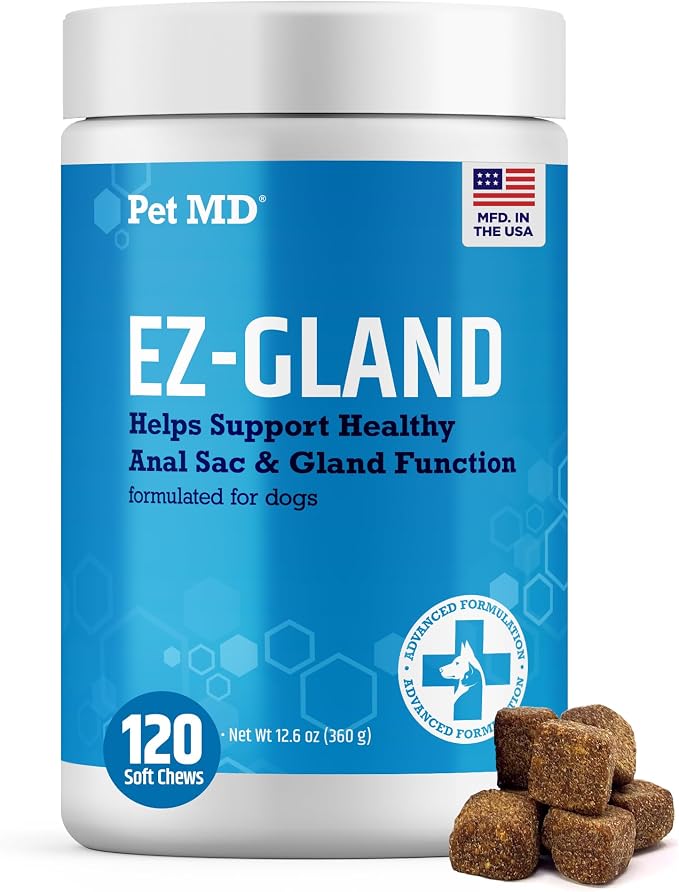 EZ Gland - Dog Anal Gland Chews with Pumpkin and Fiber for Dogs for Digestive Support, Constipation Relief, and Stool Firmer - 120 ct Soft Chews