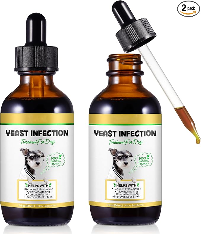 2Pack Yeast Infection Treatment for Dogs - Natural Support Drops for Dog Itch Relief, Ear Infection, Allergy & Inflammation Relief, Dog Yeast Infection Treatment (2 x 2 Fl Oz)