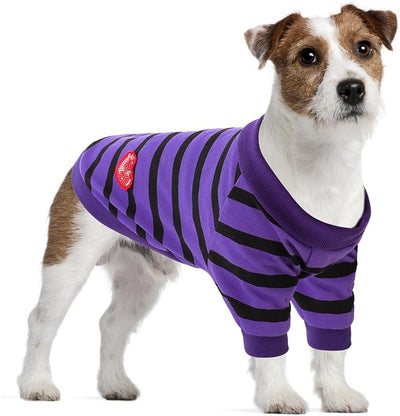 Dog Shirts for Large Dogs, Striped T-Shirts Dog Vest Pet Apparel Tee Shirts Spring Summer Suitable for Small and Medium Large Pets French Bulldog Bichon, Violet L