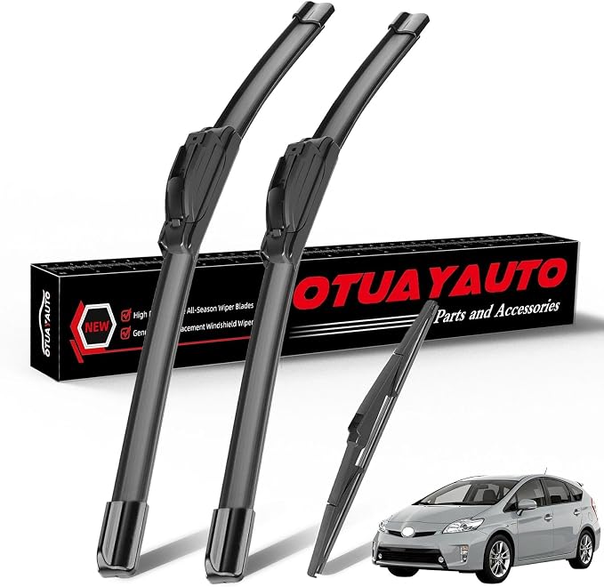 OTUAYAUTO Windshield Wipers Replacement for Toyota Prius 2010-2015 All-Extreme Weather Performance Quiet No Trace Front Rear Wiper Blades U/J Hook 26"+19"+16" (Pack of 3)