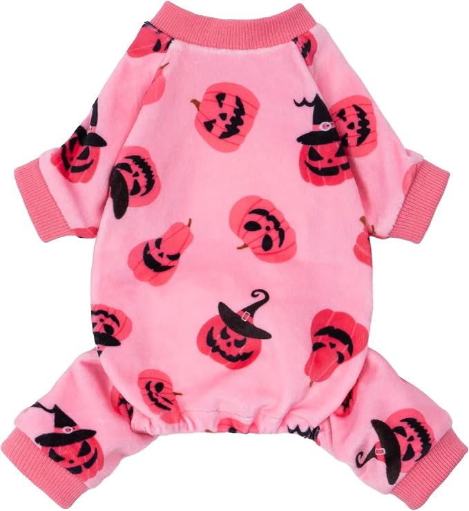 Halloween Jack O Lantern Dog Pajamas, Funny Costumes for Small Dogs Girl, Pet Outfit, Pink, Black, Large