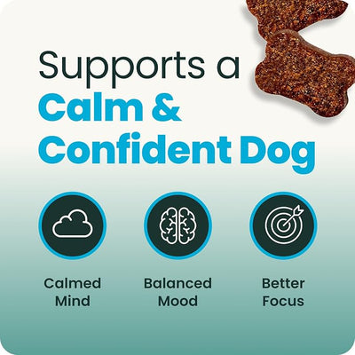 VetriScience Calm & Confident Chews, Composure Clinically Tested Calming and Anxiety Ashwagandha Supplement for Dogs, Stress Relief, Separation Anxiety, Behavior Support, Chicken, 90 Count
