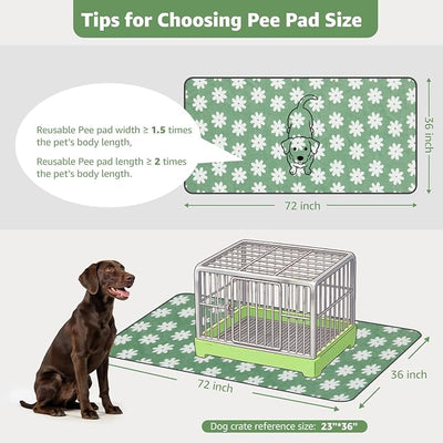 LOOBANI Washable Puppy Pads: Waterproof Reusable Pee Pads for Dogs, Non-Slip and Leak-Proof Dog Pee Mat, Absorbent Dog Training Pads for Puppy Playpen, Crate, Potty Training (36"x72", 2 Packs)