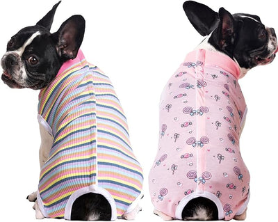 2 Packs Pet Dog Recovery Onesie Suit for Dogs Cats After Surgery,Dog Abdominal Wounds Bandages Cone E-Collar Alternative. (Navy, XS)