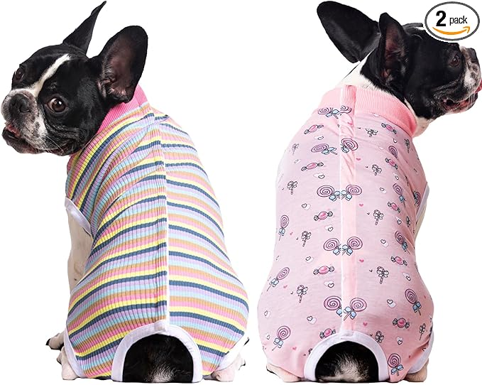 2 Packs Pet Dog Recovery Onesie Suit for Dogs Cats After Surgery,Dog Abdominal Wounds Bandages Cone E-Collar Alternative. (Navy, M)
