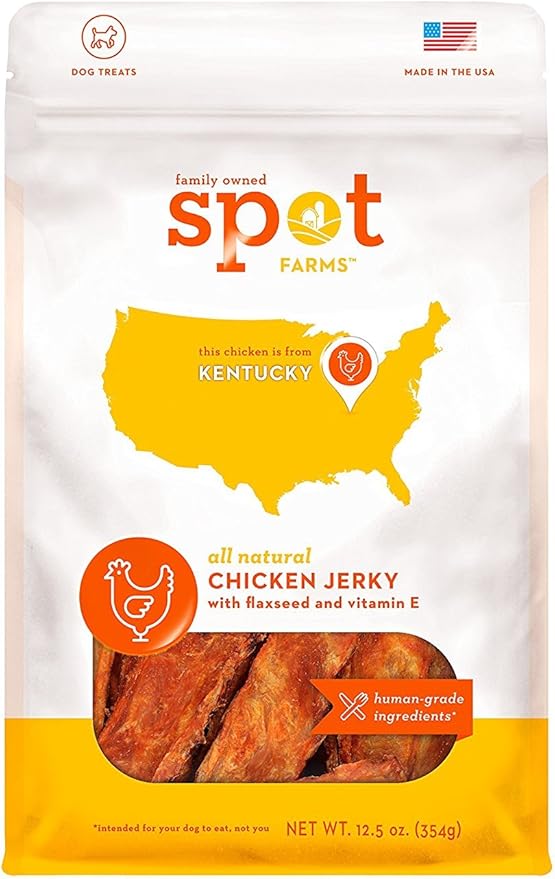 All Natural Human Grade Dog Treats, Chicken Jerky with Flaxseed and Vitamin E, 12.5 Ounce