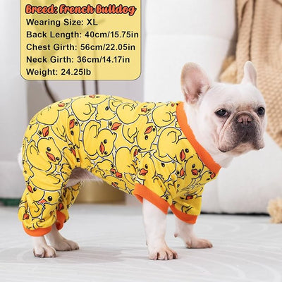 Dog Pajamas Soft Lightweight Dog Onesies Outfit Clothes for Small Medium Large Puppy Pjs for Pet Boys Girls Dogs Cats (XS (Back: 6.5",Chest: 11.5", Neck: 8.5"), Duck)