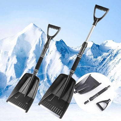 Winter Car Snow Shovel, Retractable Snow Pusher, Lightweight Retractable Detachable Defrosting Cleaning Tool, Portable Snow Shovel for Car, Trucks, SUV (Black)