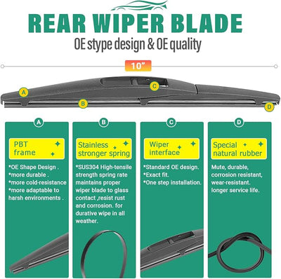 24" 24" 10" Windshield Wiper Blades Replacement for Jeep Wagoneer 2022 2023 2024 2025,Grand Wagoneer 2022-2025,Wagoneer L Grand Wagoneer L 2023-2025 Premium All Weather Front Rear Wipers (Pack of 3)