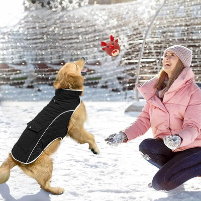 Malier Dog Winter Coat, Windproof Dog Cold Weather Coats with Real Pocket, Winter Extra Warm Pet Coat Fleece Jacket Reflective Clothes for Small Medium Large Dogs and Puppy (Black, XXX-Large)