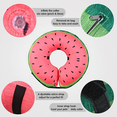 Inflatable Dog Cone Collar for After Surgery, Doggie Neck Blow up Donut Recovery ECollar, Soft Adjustable Dog Cone for Small Medium Large Dogs and Cats
