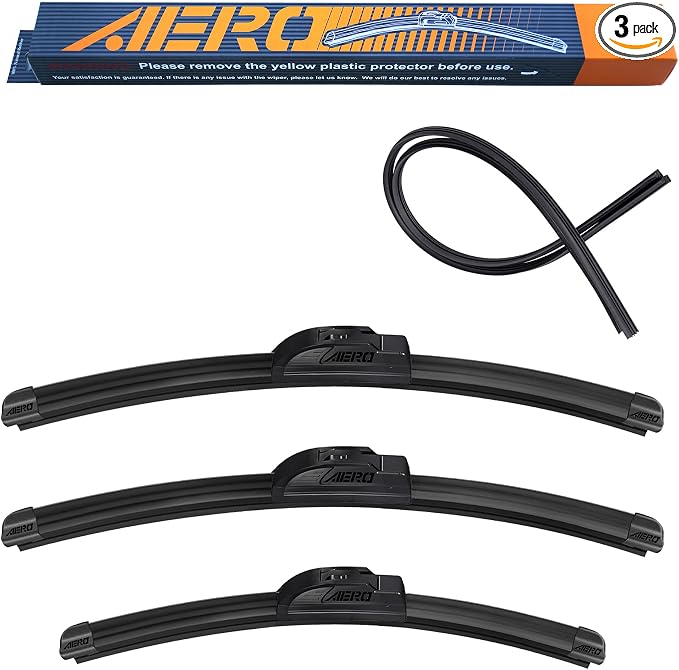 AERO Wipers OEM Replacement for Honda CR-V CRV 2001 2000 1999 1998 1997, 20"+19" Front + 12" Rear, All-Season Windshield Wiper Blades with Extra Squeegee Refills + 1-Year Warranty (Set of 3)