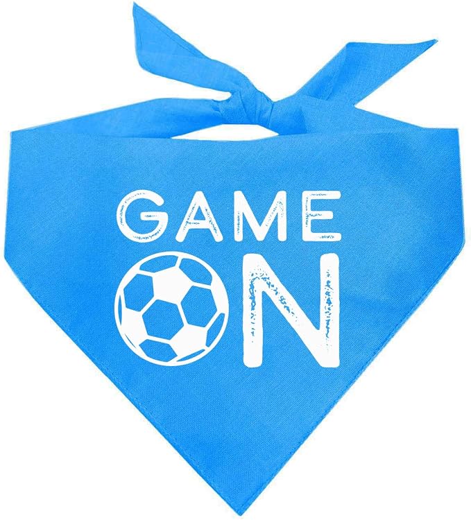 Game On Soccer Dog Bandana | 100% Cotton Adjustable Triangle | Made in USA | Soccer| Sports | Biggest Fan | Game Day | Turquoise, X-Small (1073)