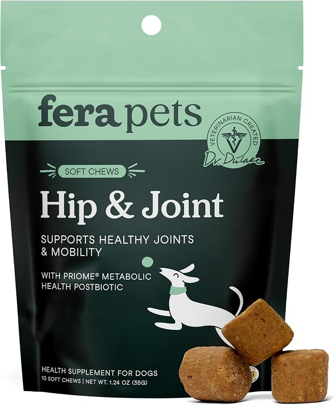 Hip & Joint Supplement for Dogs with Glucosamine, MSM, Chondroitin, & Green Lipped Mussel - Supports Healthy Joints and Weight Management - 10 Soft Chews